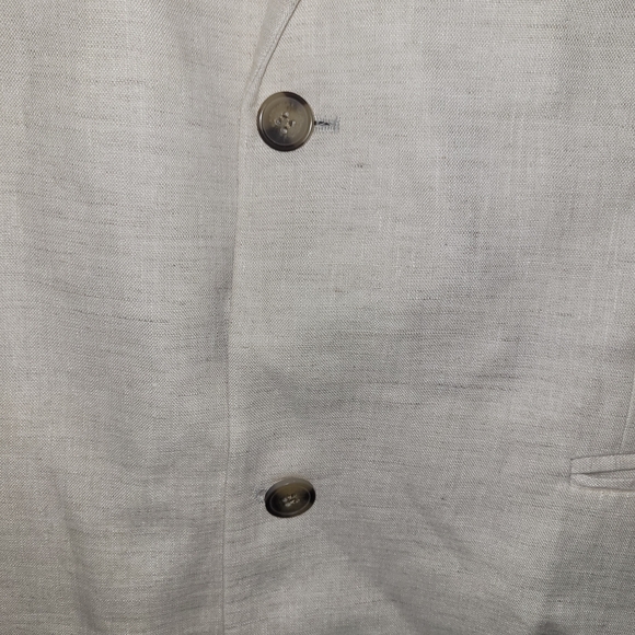 H&M Mens Slim Fit Linen Blazer Large Light Beige Summer Wedding Jacket - Picture 7 of 8